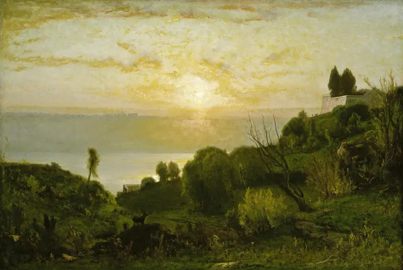 Lake Albano, solnedgång av George Inness