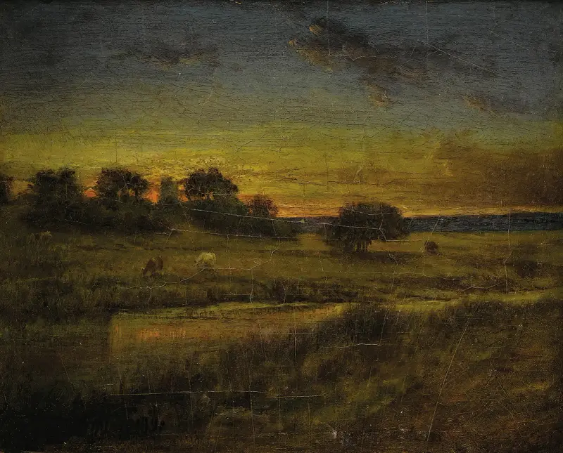 Betesmark i gryningen av George Inness