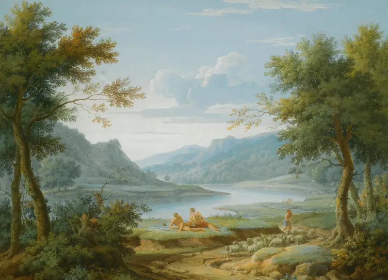 Klasická krajina, 1742, George Lambert