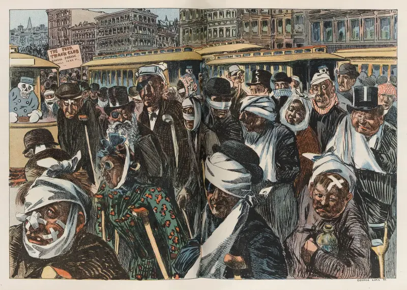 Annual parade of the cable-trolley cripple club av George Luks