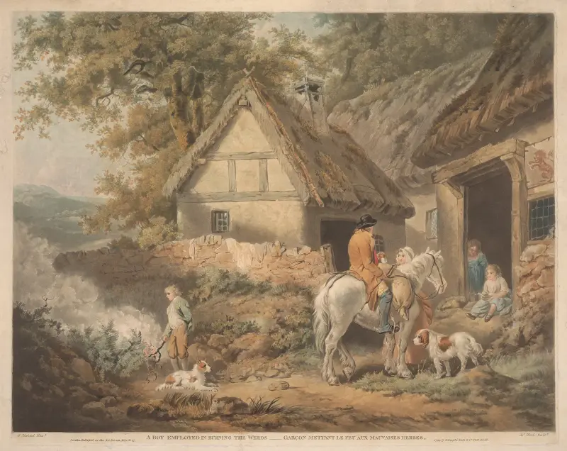 A Boy Employed in Burning Weeds av George Morland