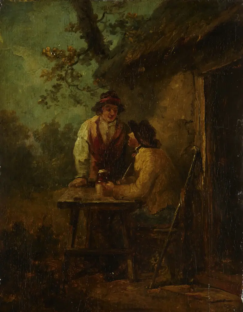 Bönder framför en hydda av George Morland