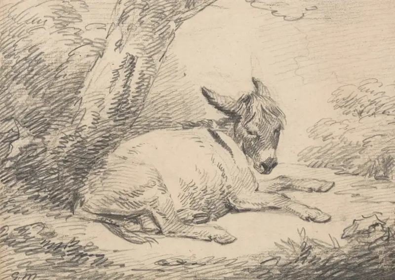 Studie av en åsna under ett träd av George Morland