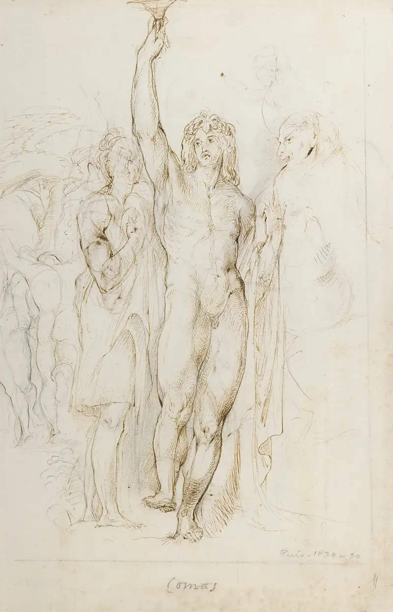 A study of Comus carrying his cup av George Richmond