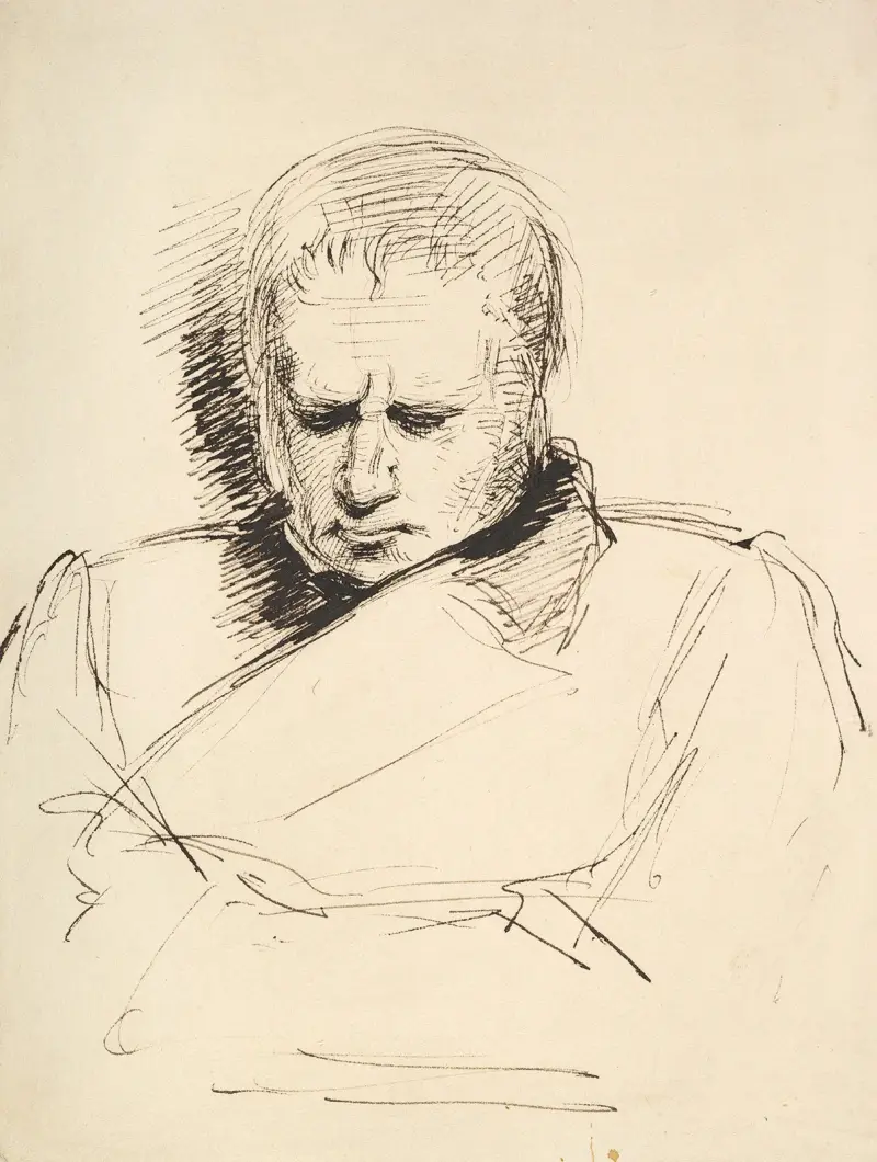 Studie av en man som blickar ner av George Richmond