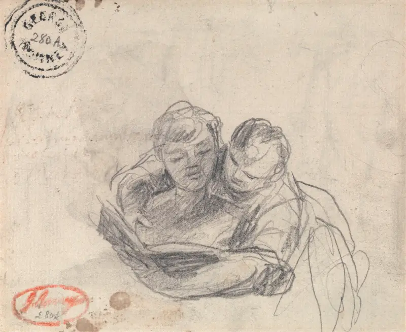 Par som läser en bok av George Romney