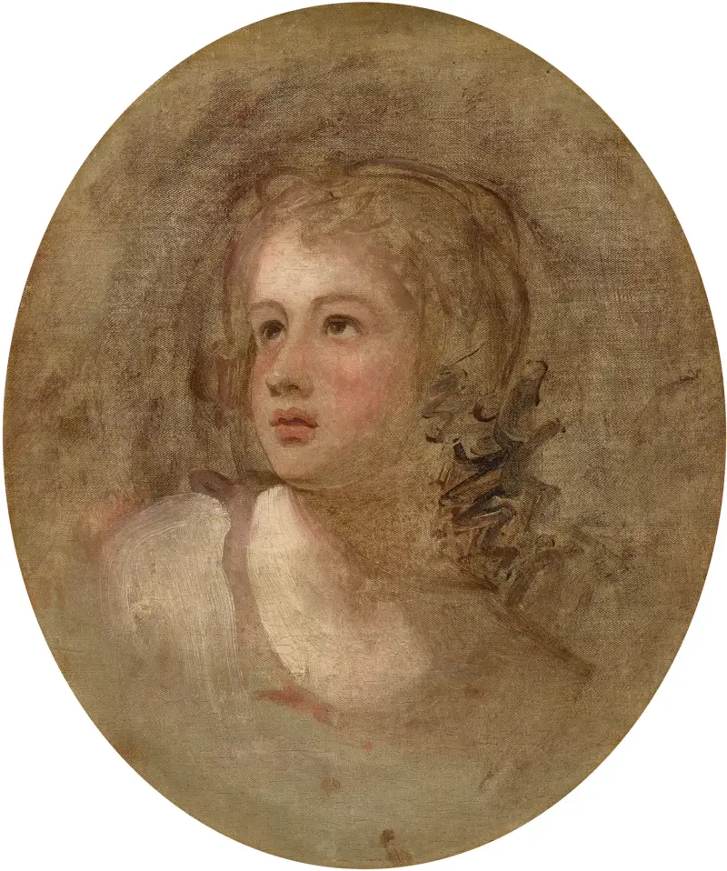 Huvudstudie av en ung flicka av George Romney