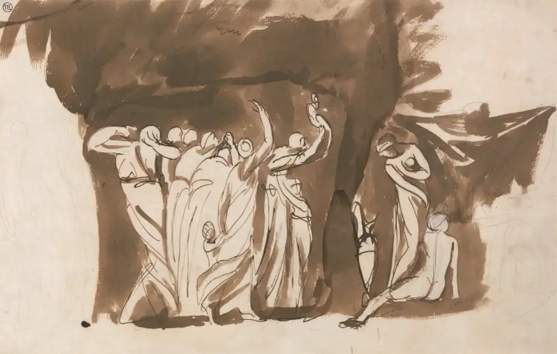 Mythological Group of Women and Children av George Romney