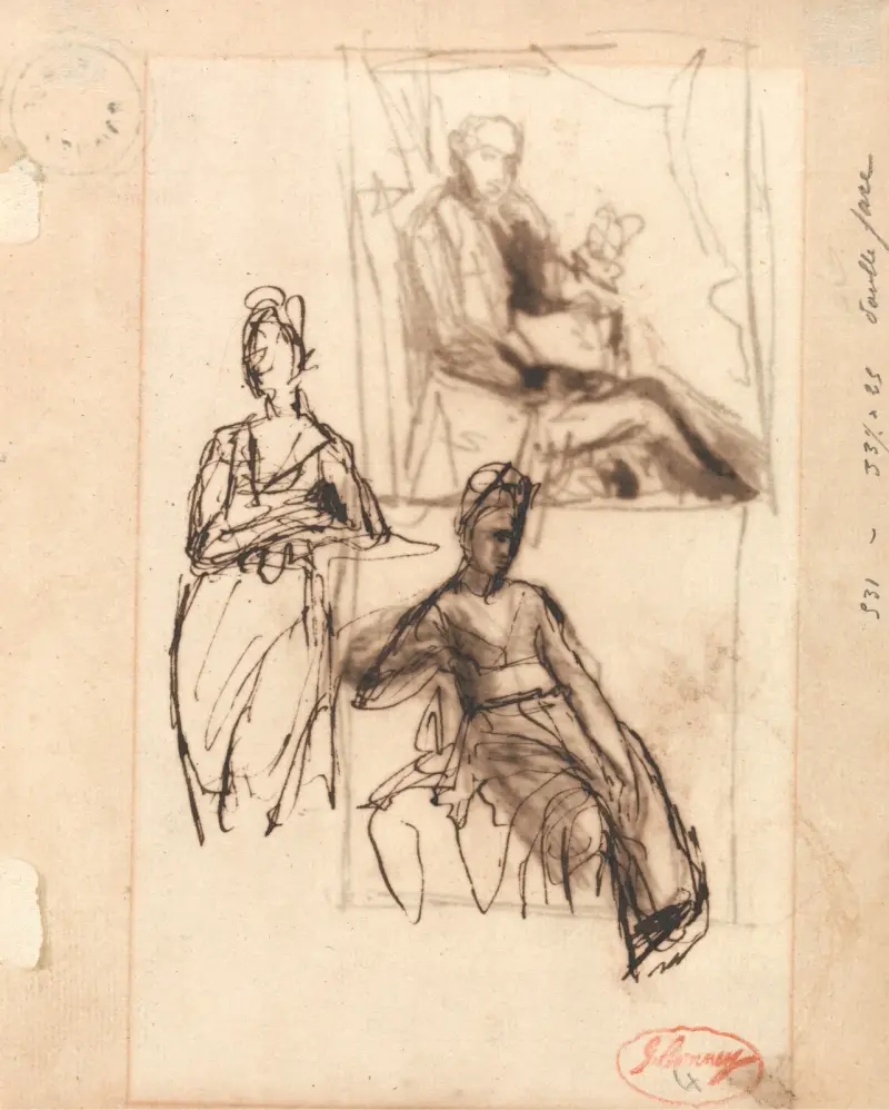 Sittande man och sittande kvinna av George Romney