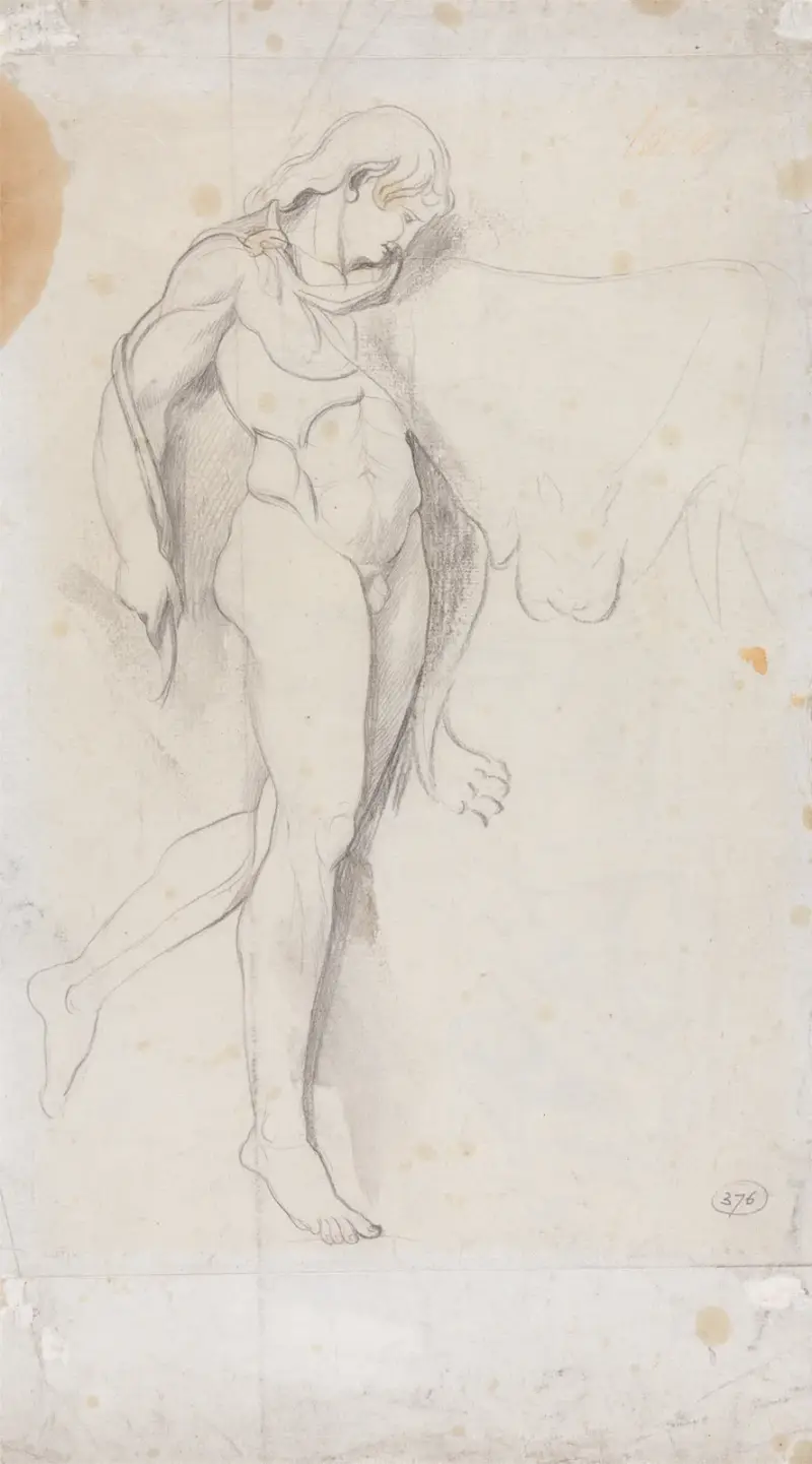 Stående manlig nakenstudie av George Romney