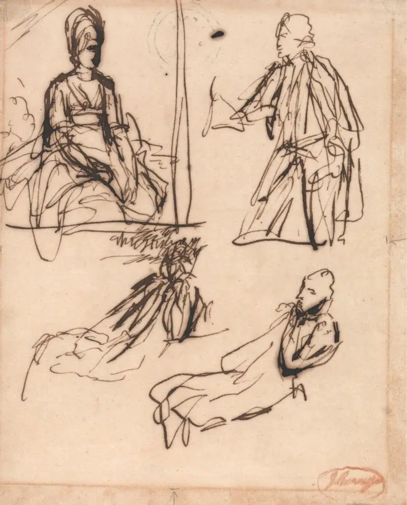 Studien für Porträts eines Mannes und einer Frau von George Romney