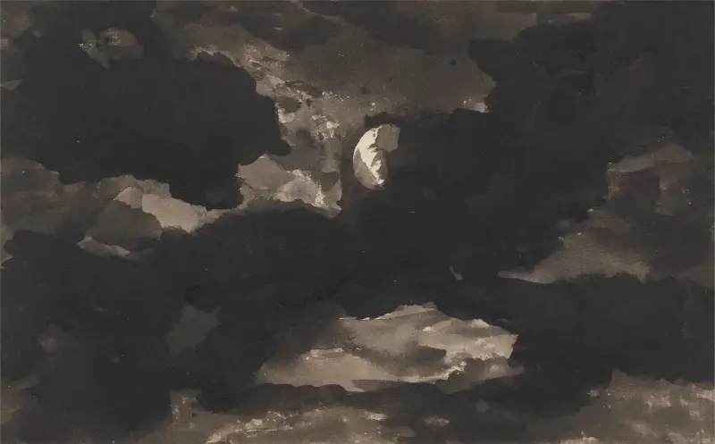 Studie av en molnig månbelyst himmel av George Romney