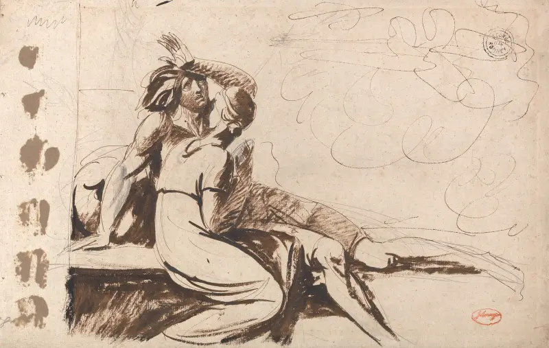 Två älskande (man som vaknar ur en dröm) av George Romney