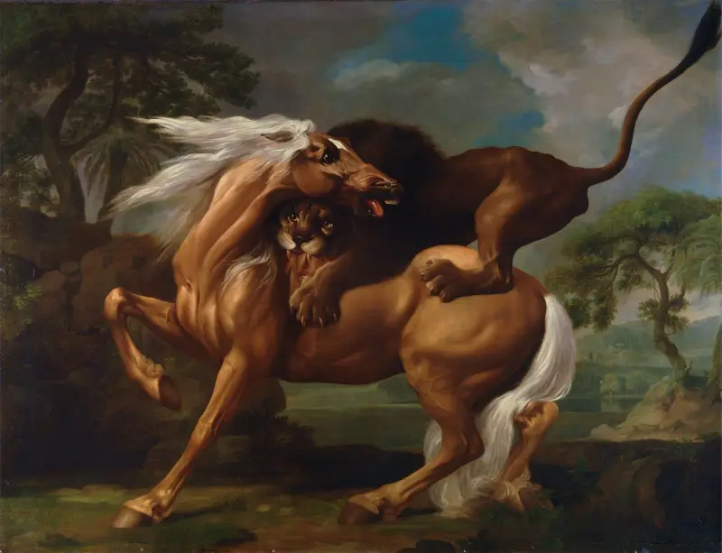 Ett lejon som angriper en häst av George Stubbs