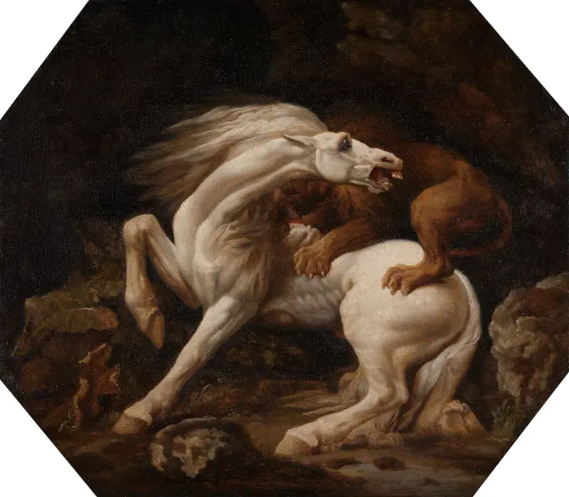 Häst angripen av lejon av George Stubbs