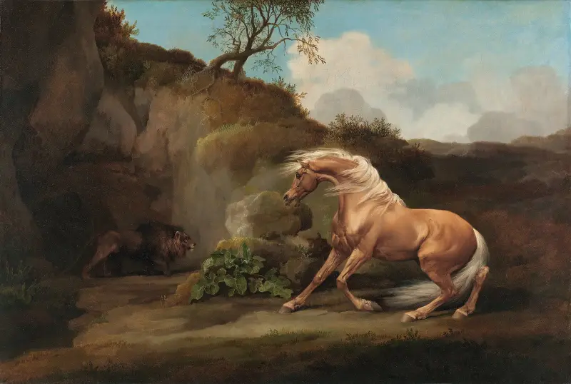 Häst skrämd av lejon av George Stubbs