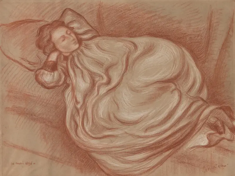 Reclining Girl with Wide Dress av Georges Lemmen
