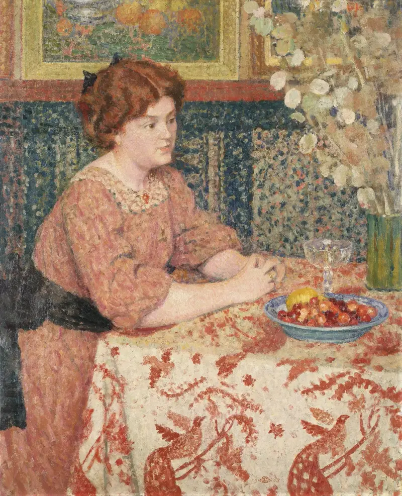 Junge Frau mit Kirschen von Georges Lemmen