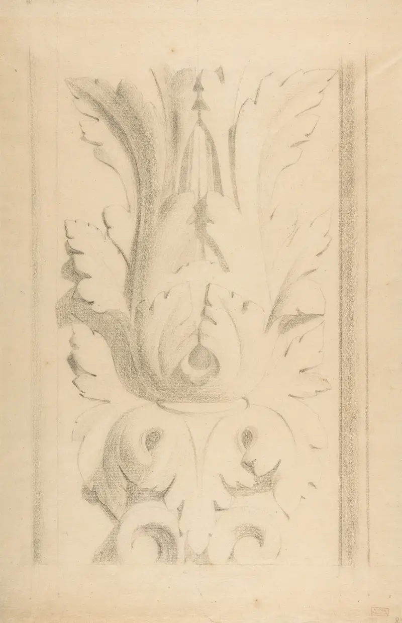Architektonisches Motiv; doppeltes Akanthusornament von Georges Seurat