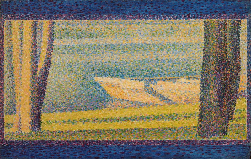 Moored Boats and Trees av Georges Seurat