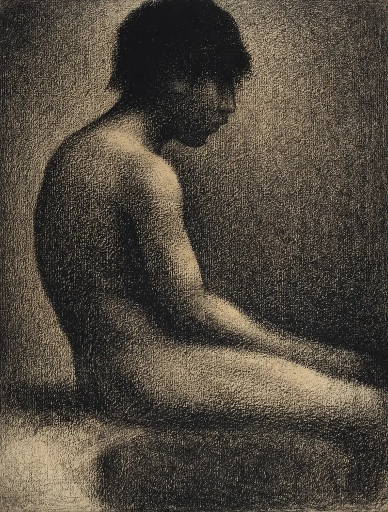 Seated Nude; Study for ‘Une Baignade’ av Georges Seurat
