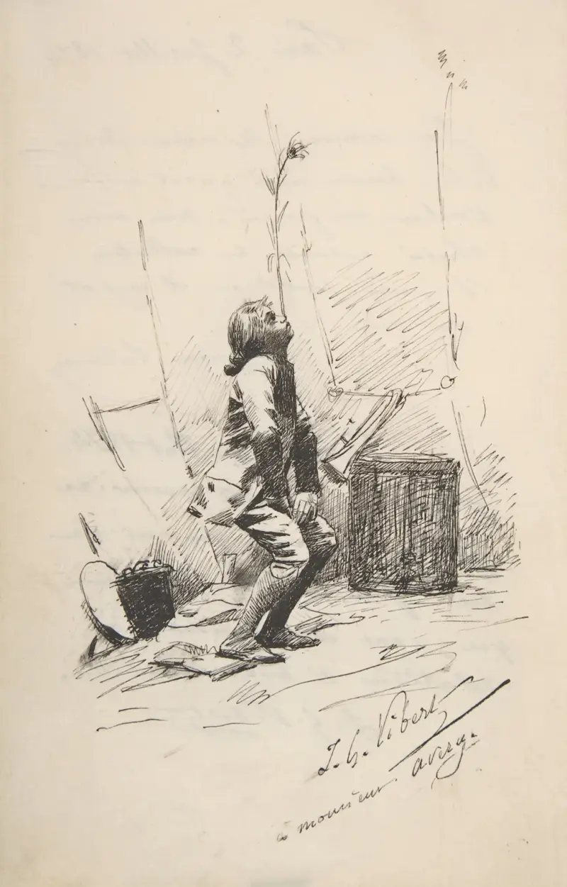 Pojke balanserar ett högt ogräs på näsan av Jehan Georges Vibert