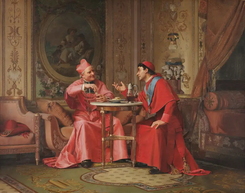 Freundliche Unterhaltung der Kardinäle von Jehan Georges Vibert