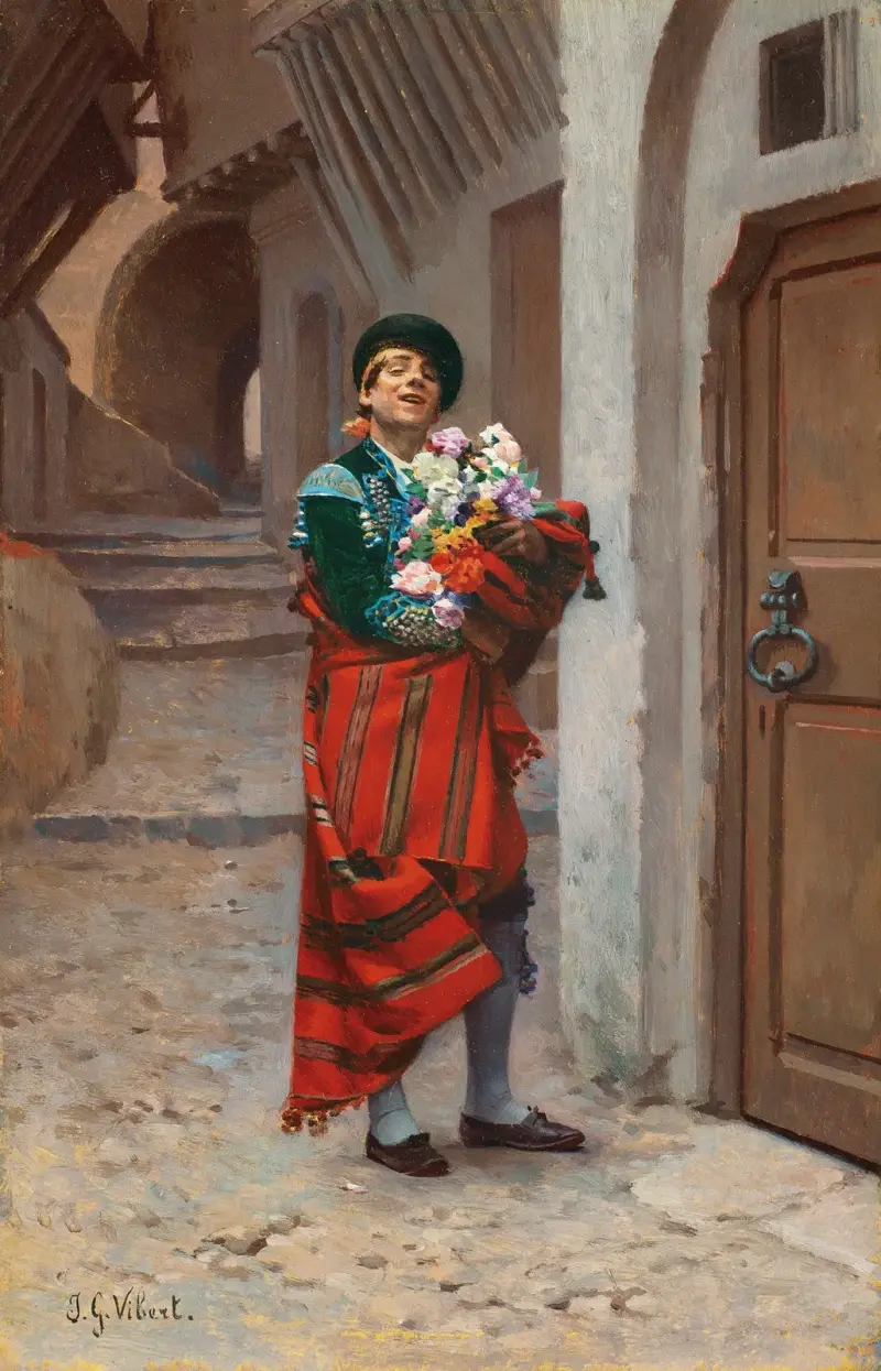 Spanish Bullfighter with Flowers av Jehan Georges Vibert