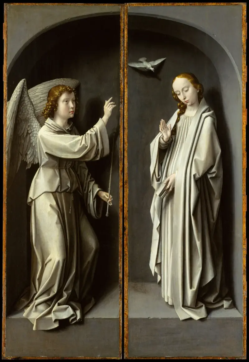 Archangel Gabriel; The Virgin Annunciate av Gerard David
