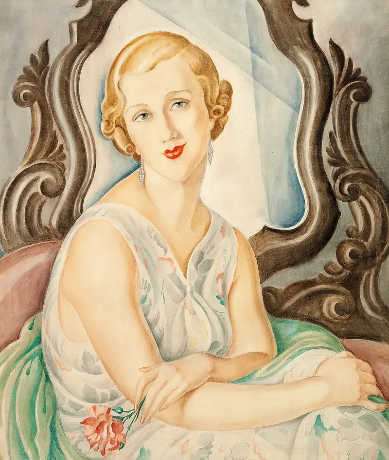 Dam framför en spegel av Gerda Wegener