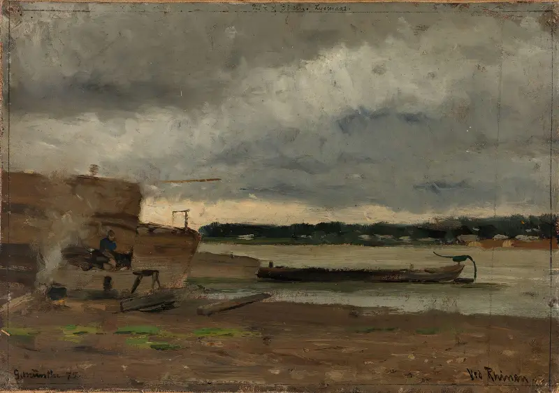 View of the Rhine near Düsseldorf av Gerhard Munthe