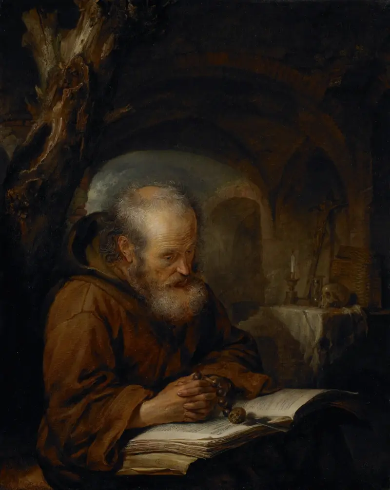 Ein betender Eremit von Gerrit Dou