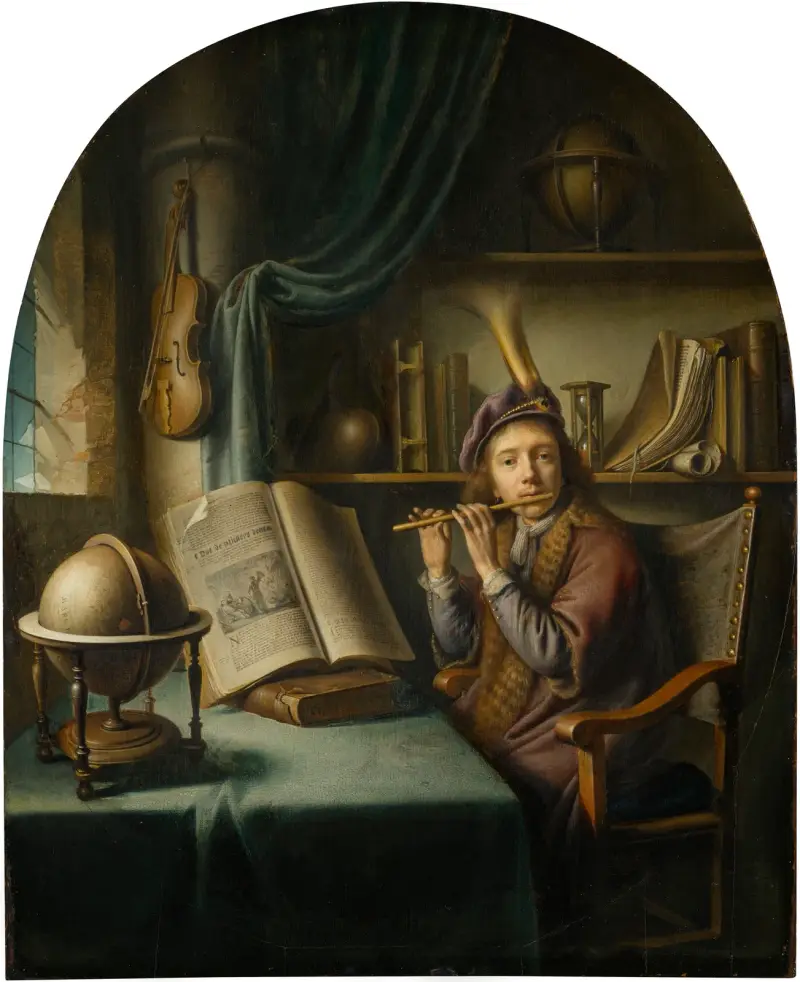 Flöjtspelaren av Gerrit Dou