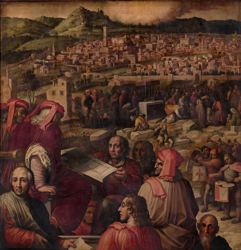 Arnolfo visar planen för att utvidga Florens av Giorgio Vasari