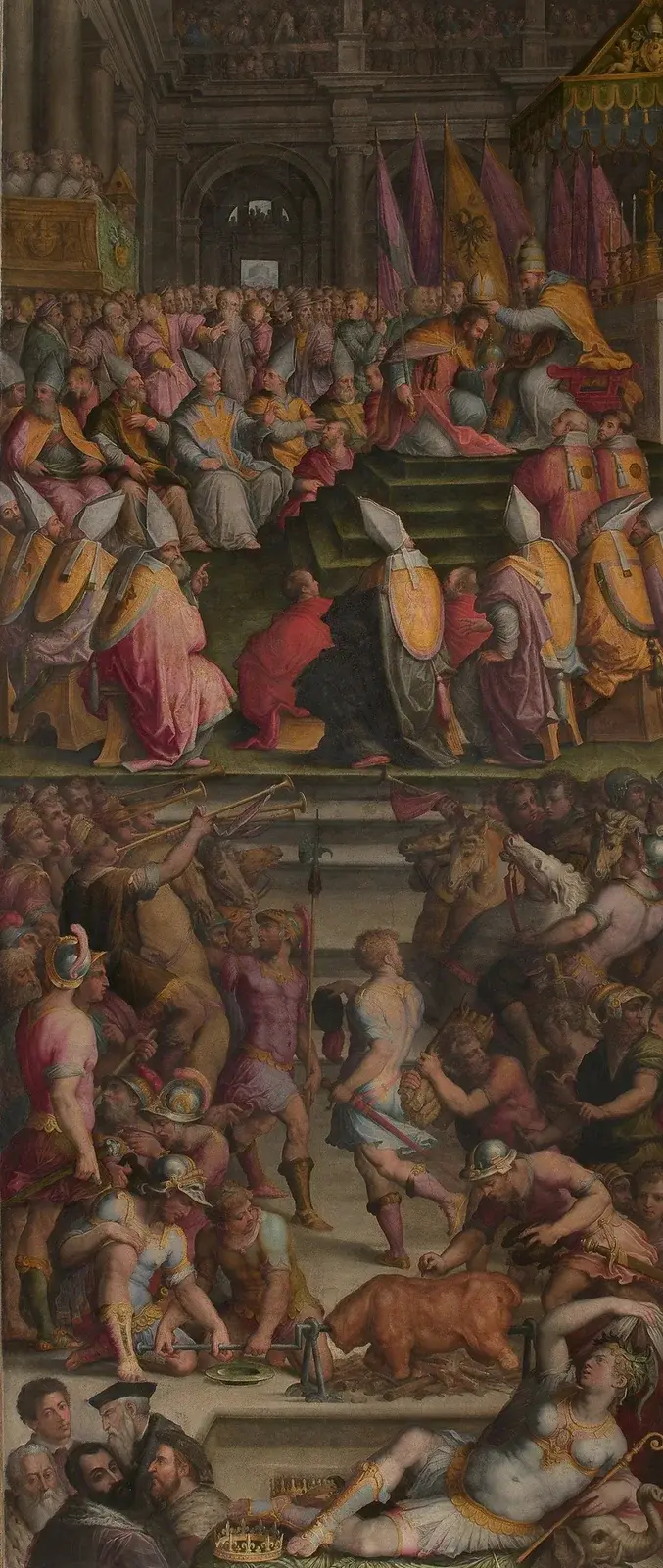 Clemens VII kröner Karl V i San Petronio i Bologna av Giorgio Vasari