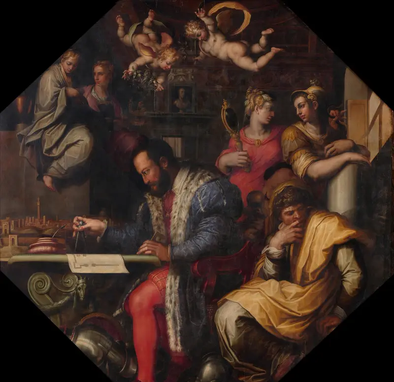 Cosimo studerar intagandet av Siena av Giorgio Vasari