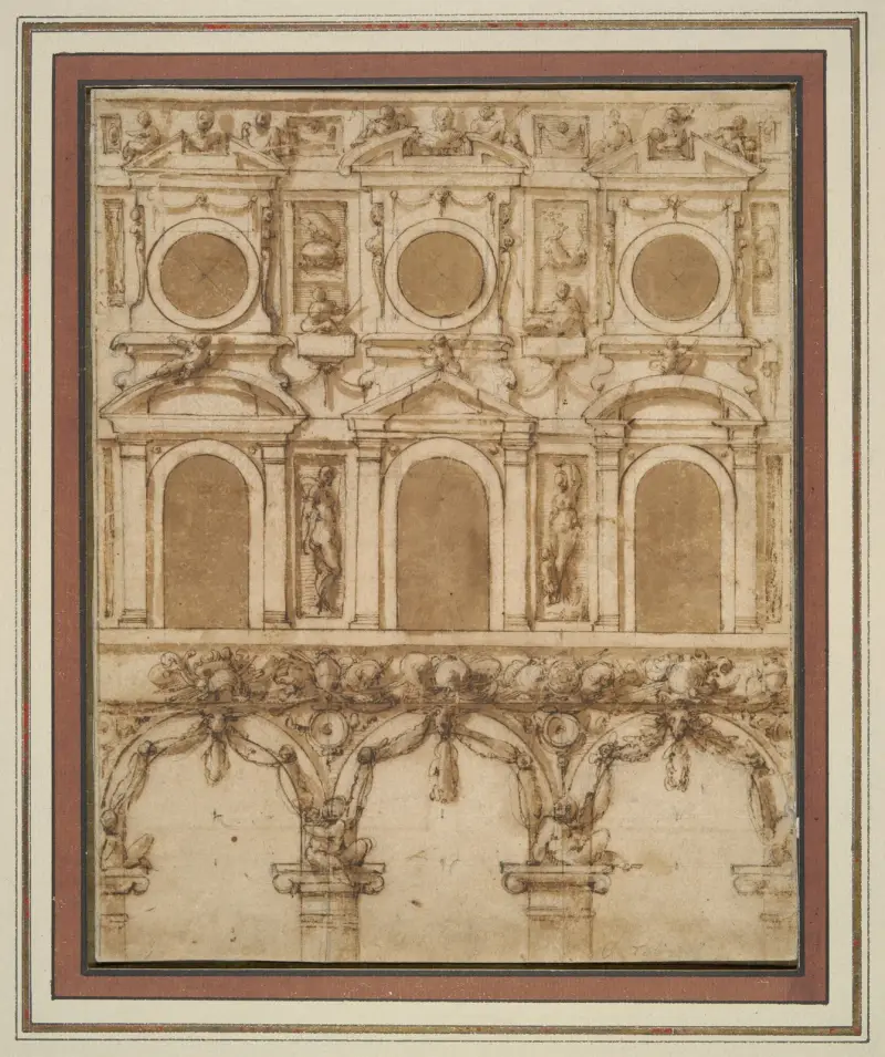 Projekt tymczasowej dekoracji wschodniej ściany dziedzińca Palazzo Vecchio, Giorgio Vasari
