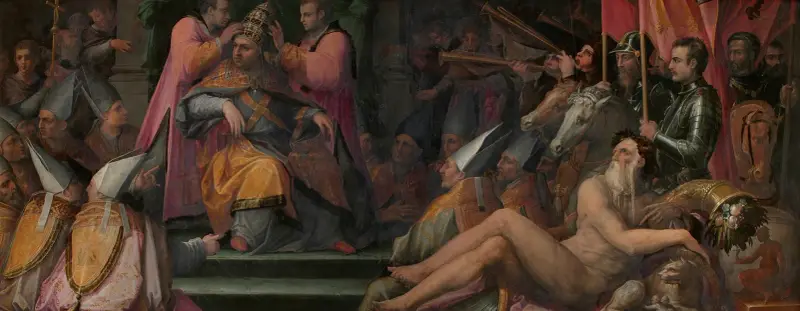 The election of Giovanni de’ Medici to papacy av Giorgio Vasari