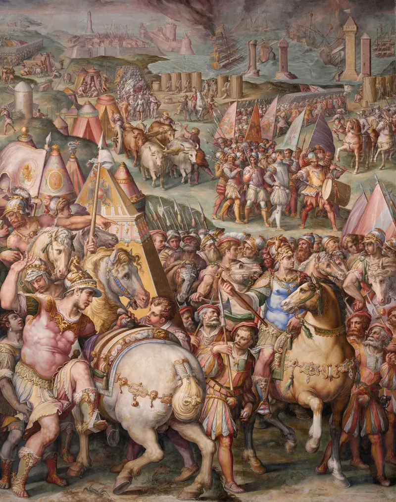 The emperor Massimiliano lifts the siege from Livorno av Giorgio Vasari