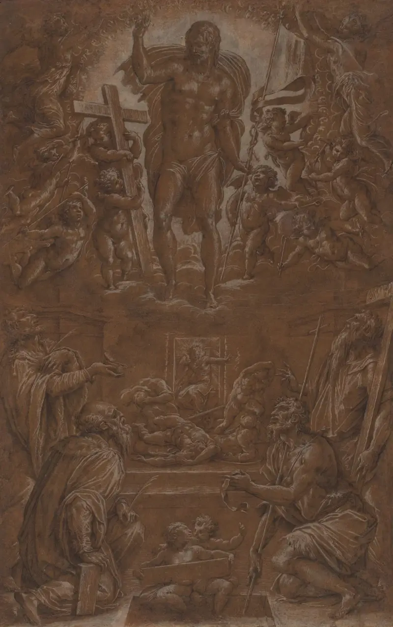 The Risen Christ Adored by Saints and Angels av Giorgio Vasari