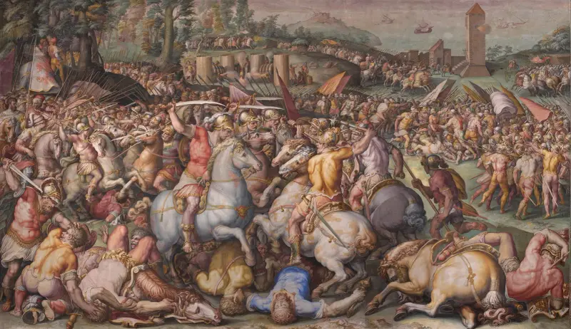 The rout of the Pisans at Torre San Vincenzo av Giorgio Vasari