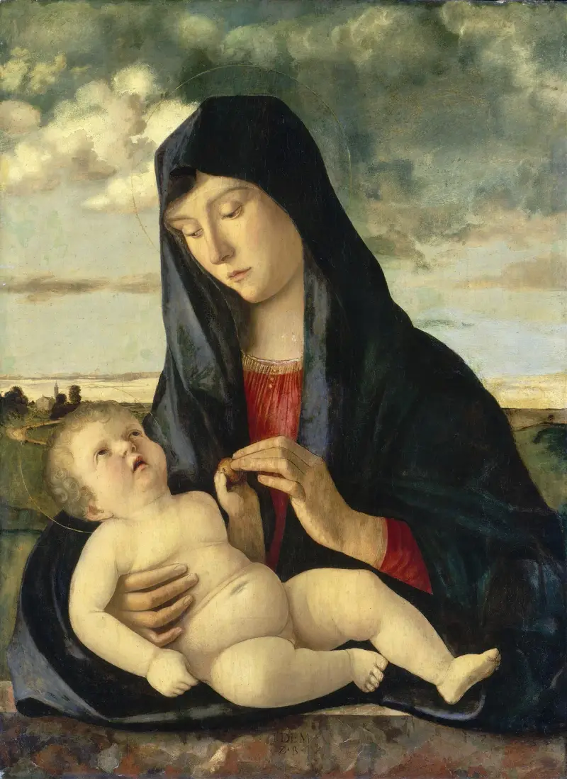 Madonna and Child in a Landscape av Giovanni Bellini