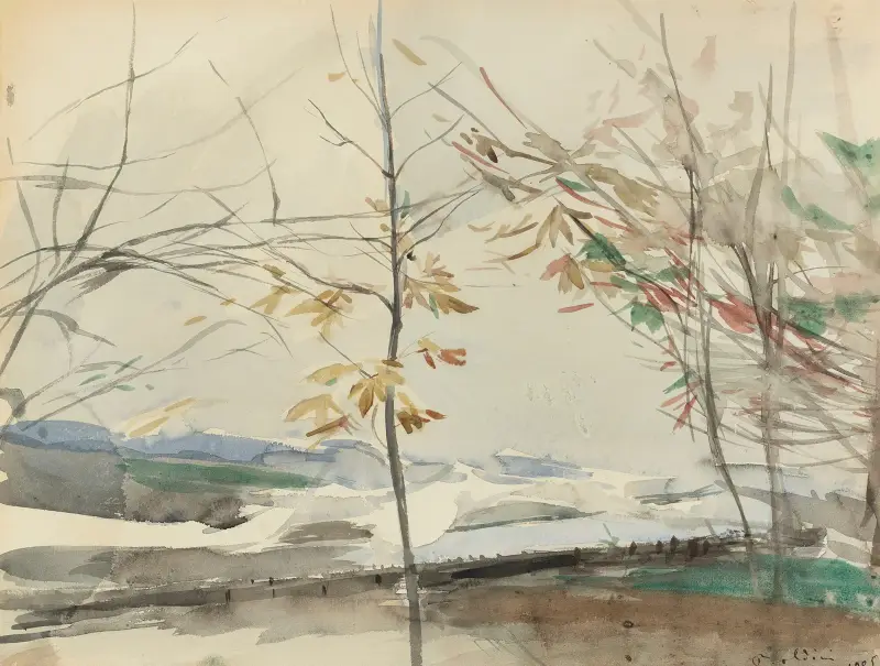 Podzimní krajina se stromy, Giovanni Boldini