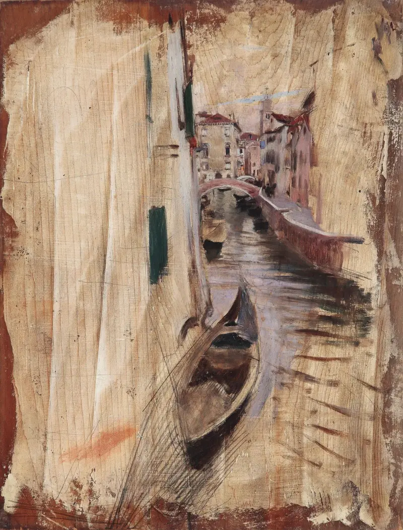 Vy in i en venetiansk kanal av Giovanni Boldini