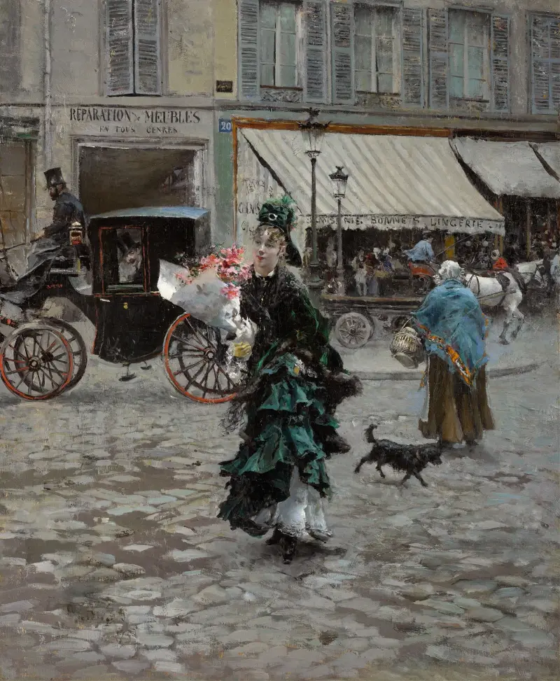 Die Straße überqueren von Giovanni Boldini