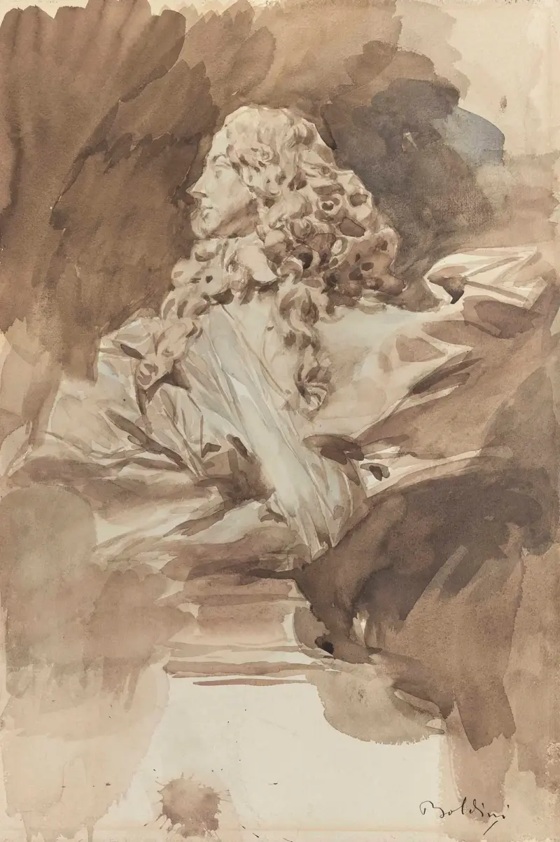 Studie av Francesco I d'Estes byst, efter Bernini av Giovanni Boldini