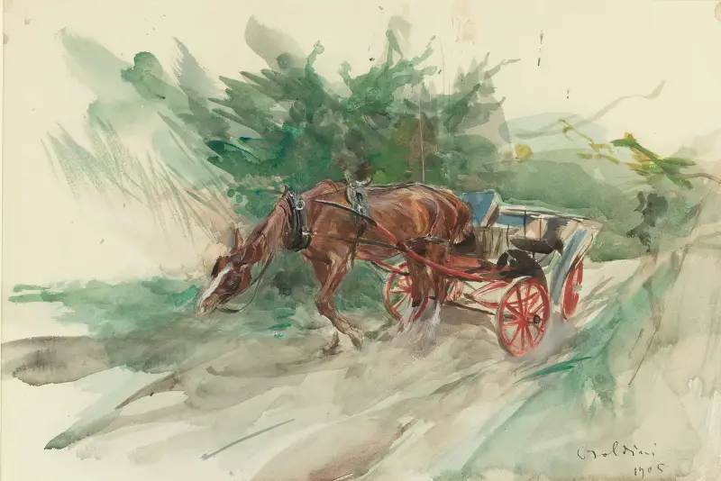 Häst och vagn av Giovanni Boldini