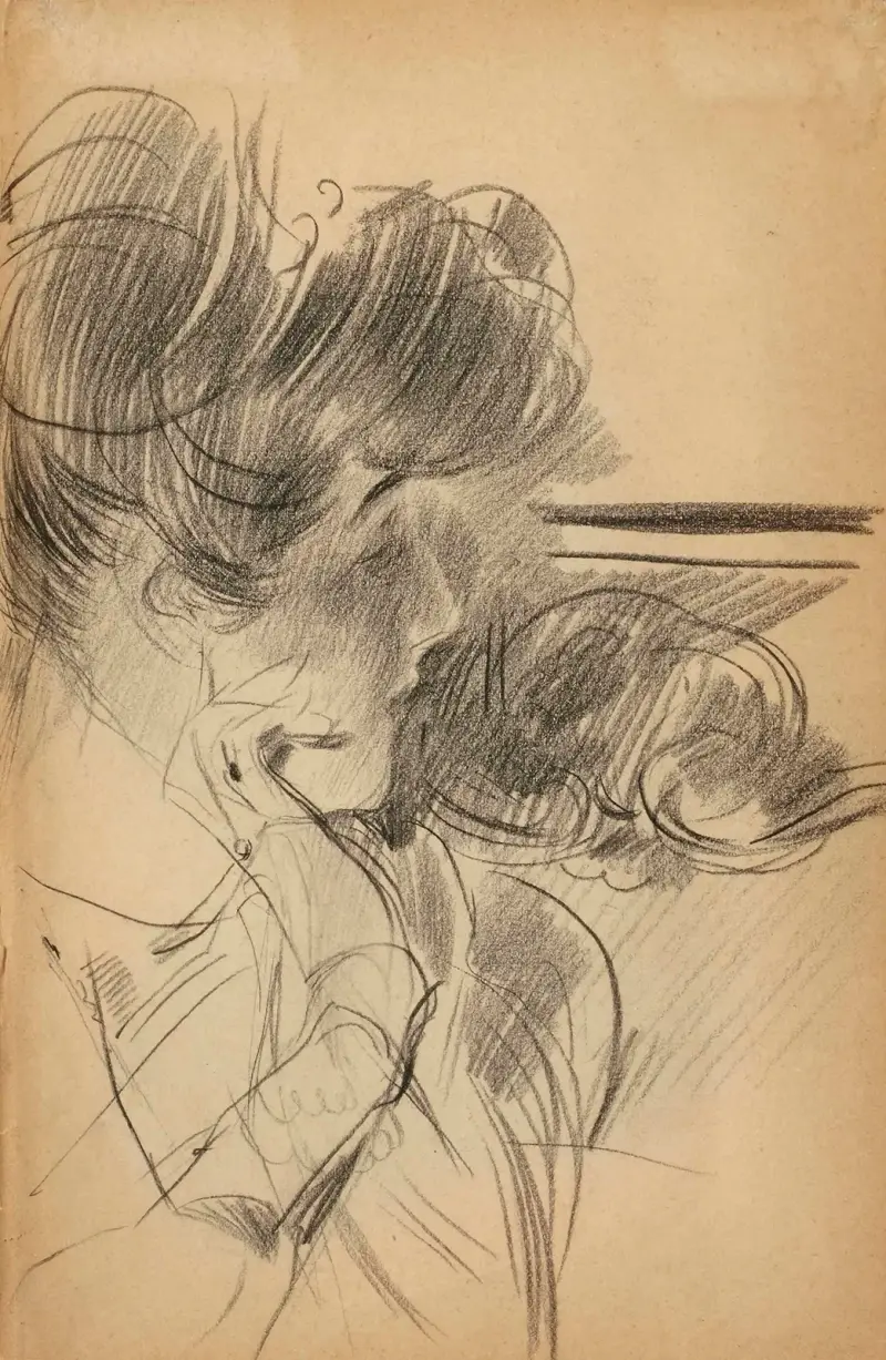 Porträtt av kvinna i profil, byst av Giovanni Boldini
