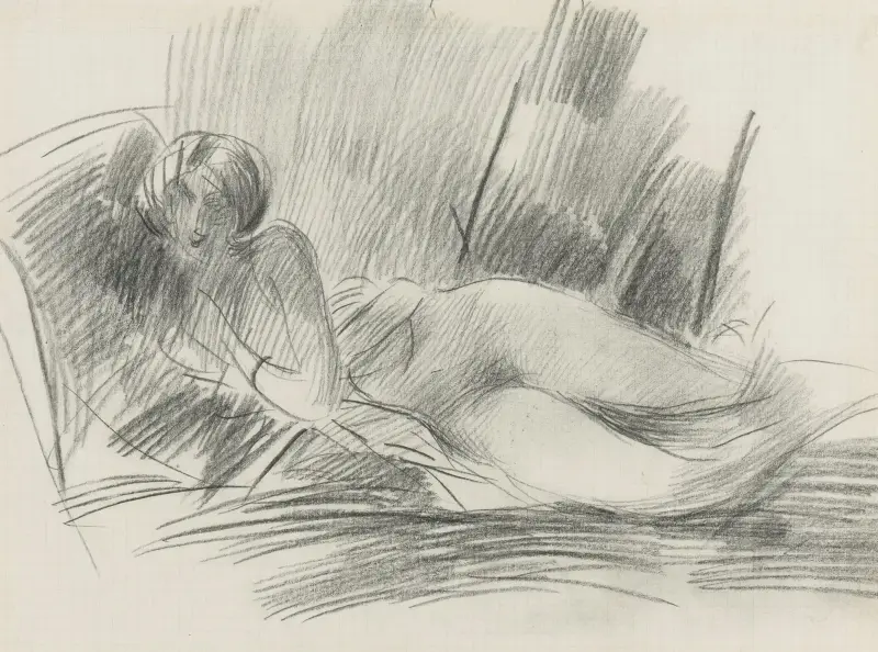 Liggande kvinnlig nakenstudie av Giovanni Boldini