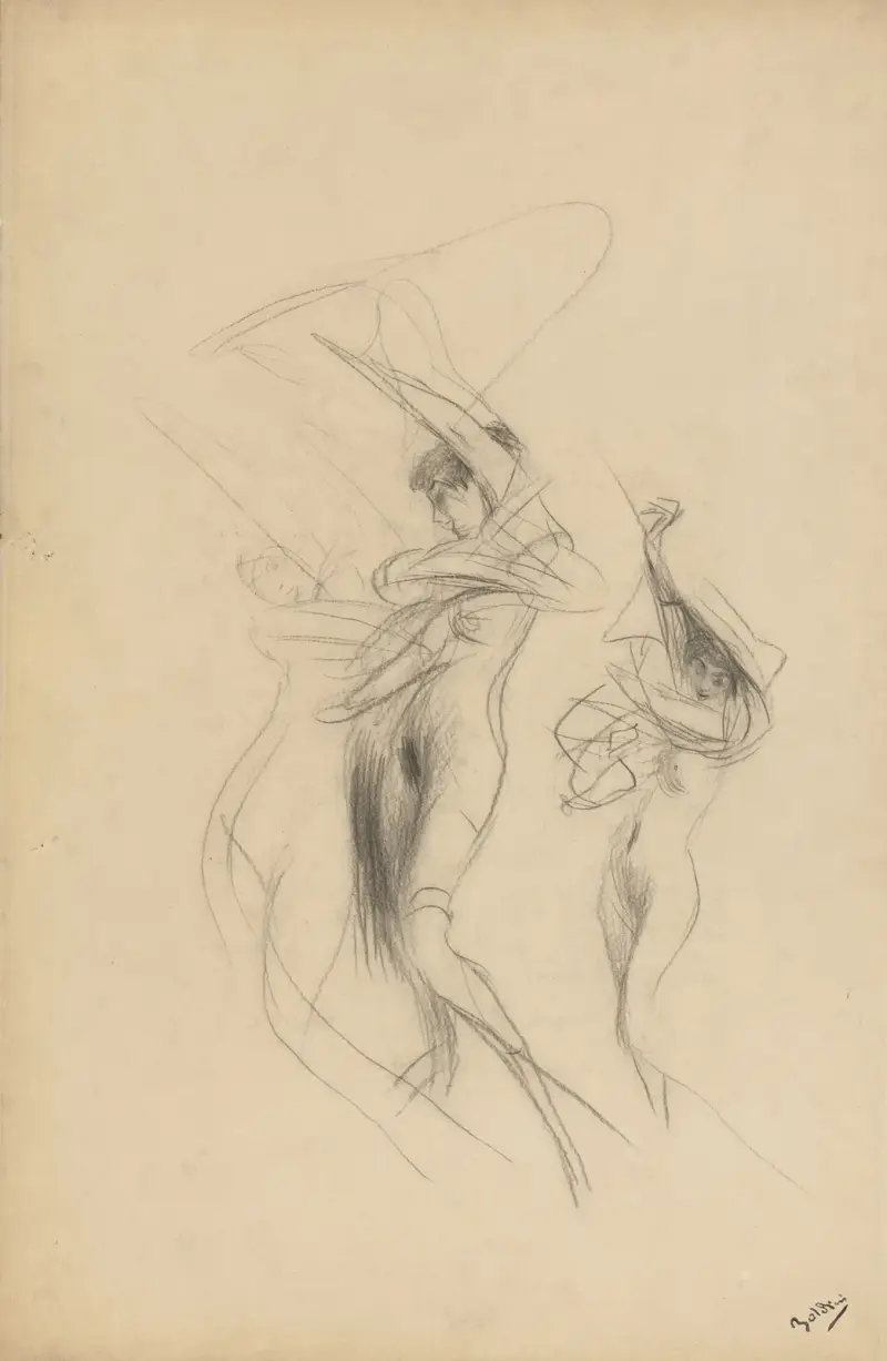 Studie av dansande nakna kvinnor av Giovanni Boldini